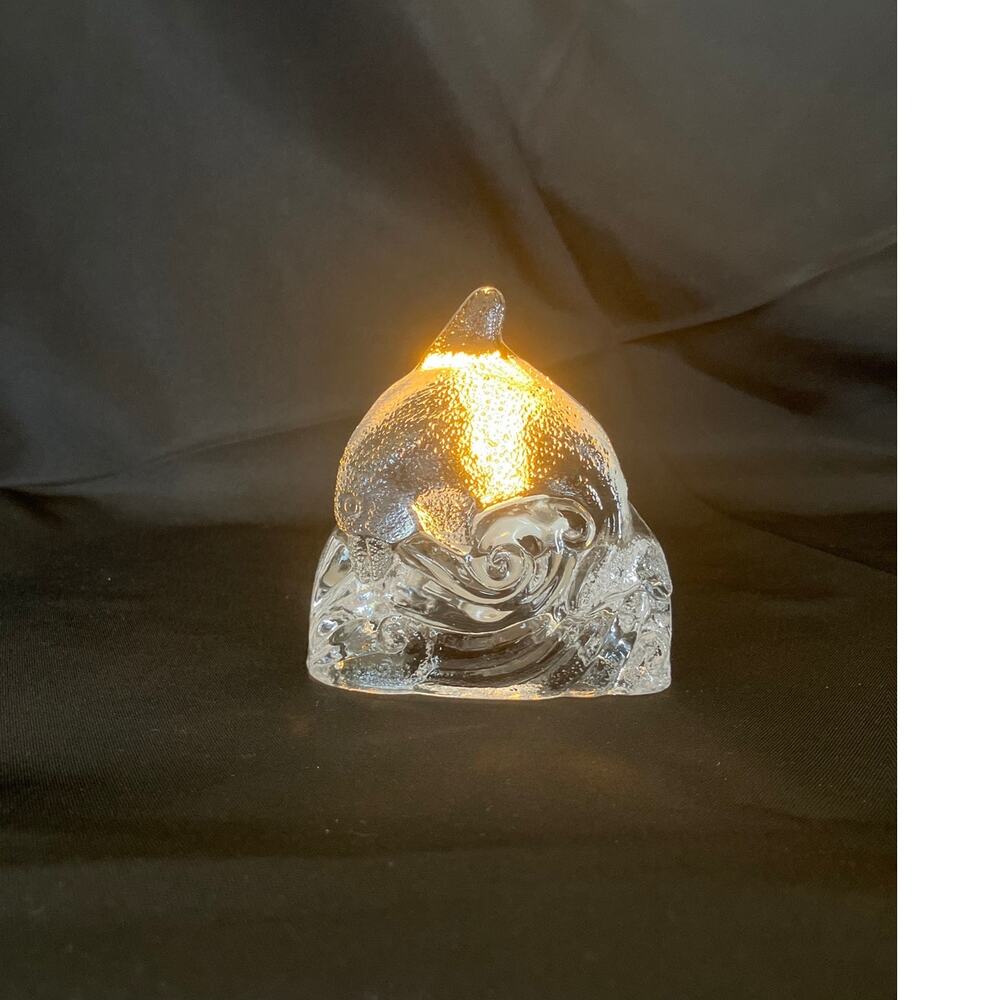 Retired PartyLite Dolphin Candle Holder Riding Waves No Chips Cracks